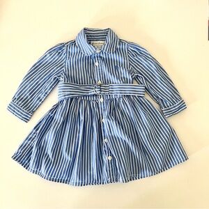 Ralph Lauren Blue and White Striped Kids Dress Size: 6 Months